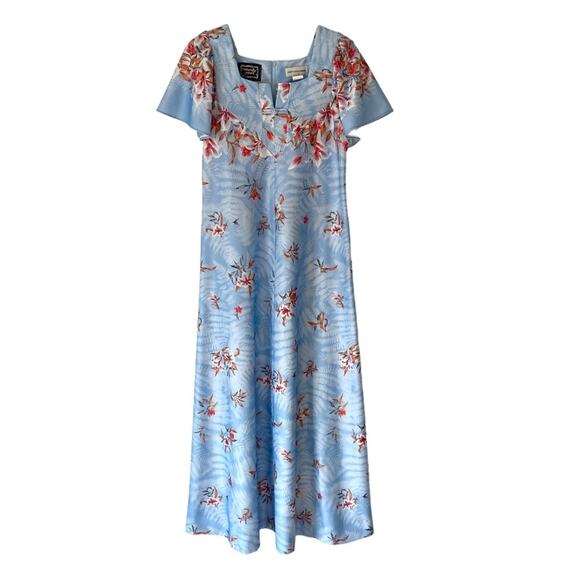Liberty House of Hawaii Honolulu Naturally Your Vintage Blue Kaftan Dress Small - Picture 1 of 9